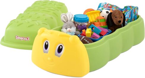 Simplay3 Caterpillar Sandbox with Lid, Kids Plastic Sandbox with Lid for Outdoor Play and Indoor Sensory Play, Made in USA in Saudi Arabia