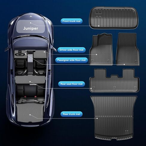 10PCS All-Weather Floor Mats for Tesla Model Y Juniper 2025 2026 Accessories, TPE Waterproof Non-Slip Custom Fit Liners for Front Rear & Trunk in Saudi Arabia