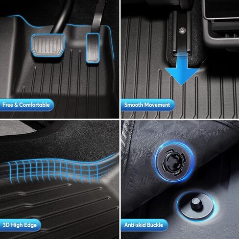10PCS All-Weather Floor Mats for Tesla Model Y Juniper 2025 2026 Accessories, TPE Waterproof Non-Slip Custom Fit Liners for Front Rear & Trunk in Saudi Arabia