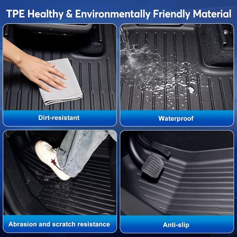 10PCS All-Weather Floor Mats for Tesla Model Y Juniper 2025 2026 Accessories, TPE Waterproof Non-Slip Custom Fit Liners for Front Rear & Trunk in Saudi Arabia