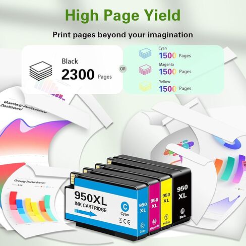 950XL and 951XL Ink Cartridges Combo Pack Compatible for HP 950 951 Ink Cartridges Combo Pack fit for OfficeJet Pro 8600 8610 8615 8620 8625 8100 276DW 251DW,4 Pack Black Cyan Magenta Yellow in Saudi Arabia