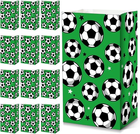 Blulu 30 Pack Paper Soccer Party Favor Bag Candy Goodie Treat Bags Soccer Print Gift Bags for Football Themed Party Favors in Saudi Arabia