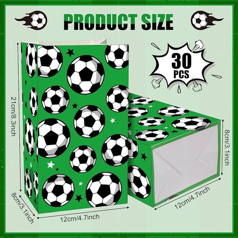 Blulu 30 Pack Paper Soccer Party Favor Bag Candy Goodie Treat Bags Soccer Print Gift Bags for Football Themed Party Favors in Saudi Arabia