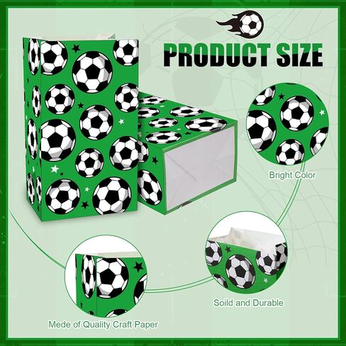 Blulu 30 Pack Paper Soccer Party Favor Bag Candy Goodie Treat Bags Soccer Print Gift Bags for Football Themed Party Favors in Saudi Arabia