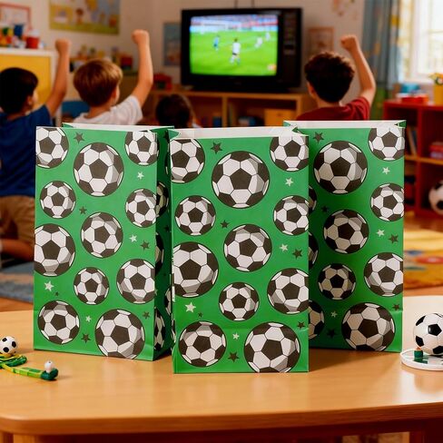Blulu 30 Pack Paper Soccer Party Favor Bag Candy Goodie Treat Bags Soccer Print Gift Bags for Football Themed Party Favors in Saudi Arabia