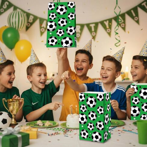 Blulu 30 Pack Paper Soccer Party Favor Bag Candy Goodie Treat Bags Soccer Print Gift Bags for Football Themed Party Favors in Saudi Arabia