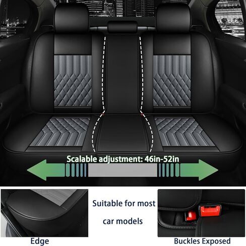 أغطية مقاعد السيارة مجموعة كاملة لأغطية مقاعد جلدية Buick Regal TourX 2018 2019، غطاء مقعد مريح مقاوم للانزلاق ومقاوم للماء، واقي مقعد السيارة وسائد هوائية تكيفية (فاخرة، أسود + رمادي) in Kuwait