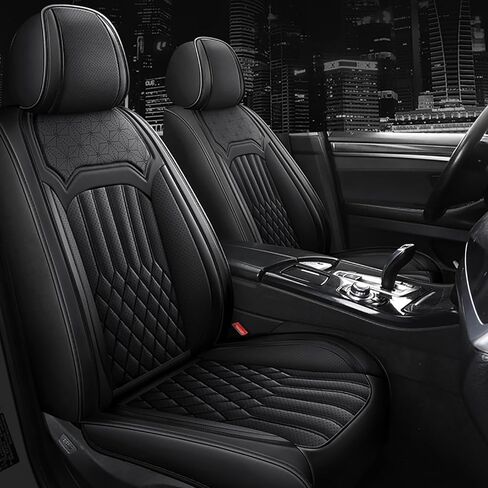أغطية مقاعد السيارة مجموعة كاملة لأغطية مقاعد جلدية Buick Regal TourX 2018 2019، غطاء مقعد مريح مقاوم للانزلاق ومقاوم للماء، واقي مقعد السيارة وسائد هوائية تكيفية (فاخرة، أسود + رمادي) in Kuwait