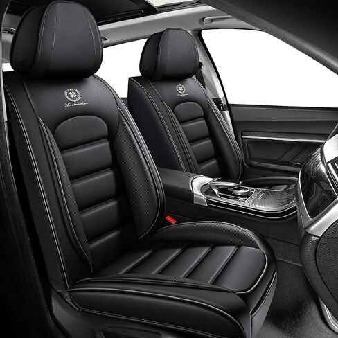 أغطية مقاعد السيارة الأمامية لسيارة Mercedes-Benz GLK-Class 2010-2015، غطاء مقعد مقاوم للماء ومقاوم للبقع، واقيات مقاعد من جلد نابا الفاخر مع جيوب تخزين (مقعدين فاخرين/أسود وأحمر) in Kuwait