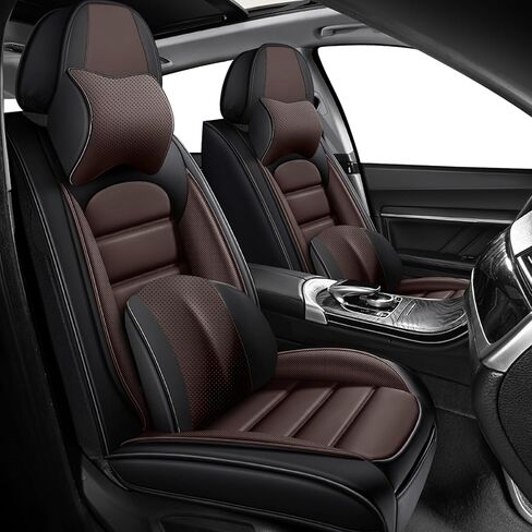 أغطية مقاعد السيارة الأمامية لسيارة Mercedes-Benz GLK-Class 2010-2015، غطاء مقعد مقاوم للماء ومقاوم للبقع، واقيات مقاعد من جلد نابا الفاخر مع جيوب تخزين (مقعدين فاخرين/أسود وأحمر) in Kuwait