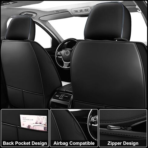 Seat Covers 2 Seats Custom Fit for Jeep Compass 2007-2024, Breathable and Comfortable Leather Seat Cover, Deluxe Waterproof Cushion Cover Auto Interior Accessories,Standard (Black Blue) in Saudi Arabia