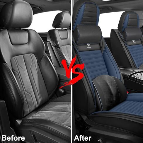 Seat Covers 2 Seats Custom Fit for Jeep Compass 2007-2024, Breathable and Comfortable Leather Seat Cover, Deluxe Waterproof Cushion Cover Auto Interior Accessories,Standard (Black Blue) in Saudi Arabia