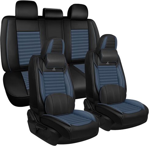 Seat Covers 2 Seats Custom Fit for Jeep Compass 2007-2024, Breathable and Comfortable Leather Seat Cover, Deluxe Waterproof Cushion Cover Auto Interior Accessories,Standard (Black Blue) in Saudi Arabia