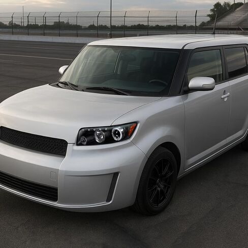 Ronnin - Fits 2008-2010 Scion xB Upgrade LED Halo Rims Running Lights Projector Headlights Assembly Pair | Black in Saudi Arabia