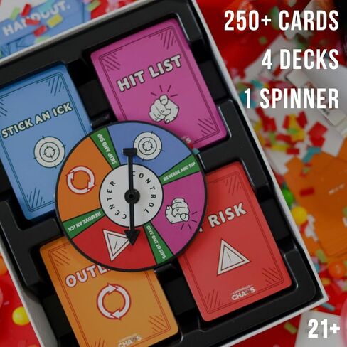 CONTROLLED CHAOS - The Ultimate Adult Party Card Game | 4 Decks in 1 with 250+ Roasts and Challenges That Will Get You Drinking | Great for Game Nights, Pre-Games, White Elephant, Bachelorettes in Saudi Arabia
