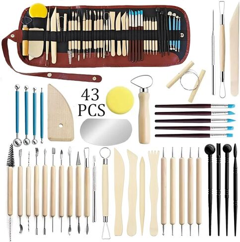 LINPHCEY 36 Pcs Pottery Clay Sculpting Tools Polymer Clay Tools, Wood Carving Tools Pottery Clay Modelling Tools Double-Ended for Sculpture Modelling Clay Polymer Ceramic Embossing with Storage Case in Saudi Arabia