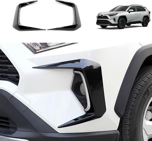 ملحقات السيارة متوافقة مع Toyota RAV4 2025 2024 2023 2022 2021 2020 2019 غطاء الحاجب الأمامي الخارجي للضباب وغطاء الحاجب وزخارف ABS قطعتين (غير مناسب RHD/مغامرة) نمط أسود لامع in Kuwait