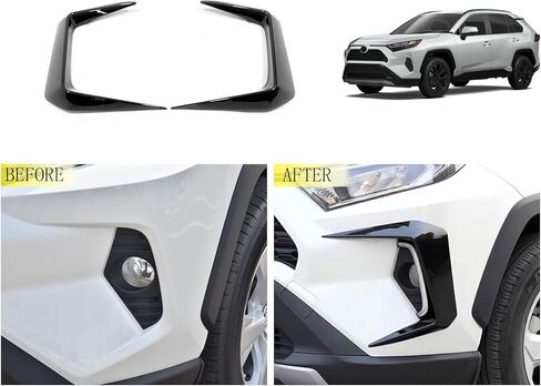 ملحقات السيارة متوافقة مع Toyota RAV4 2025 2024 2023 2022 2021 2020 2019 غطاء الحاجب الأمامي الخارجي للضباب وغطاء الحاجب وزخارف ABS قطعتين (غير مناسب RHD/مغامرة) نمط أسود لامع in Kuwait