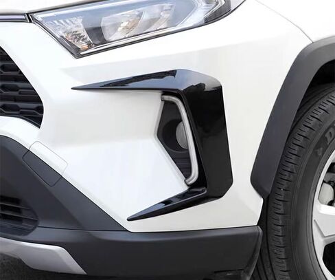 ملحقات السيارة متوافقة مع Toyota RAV4 2025 2024 2023 2022 2021 2020 2019 غطاء الحاجب الأمامي الخارجي للضباب وغطاء الحاجب وزخارف ABS قطعتين (غير مناسب RHD/مغامرة) نمط أسود لامع in Kuwait