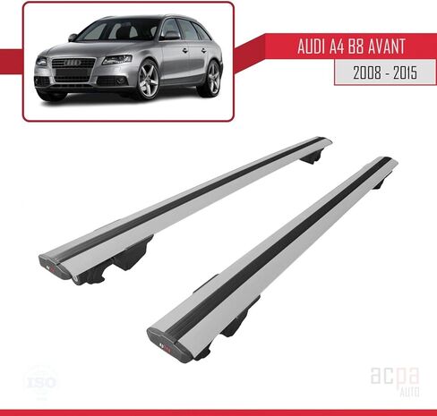 متوافق مع A4 (B8) Avant 2008-2015 هوك نموذج قضبان السقف درابزين أمتعة السيارة رف رمادي ألومنيوم 2 بار in Saudi Arabia