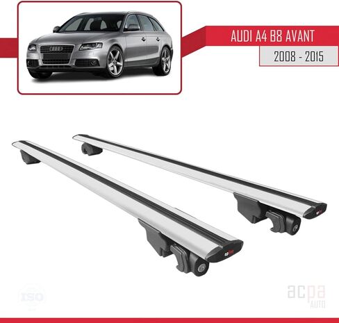 متوافق مع A4 (B8) Avant 2008-2015 هوك نموذج قضبان السقف درابزين أمتعة السيارة رف رمادي ألومنيوم 2 بار in Saudi Arabia