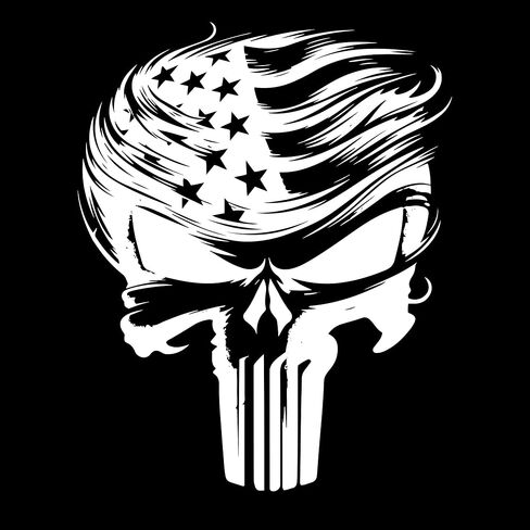 eDesign Trumpisher Skull American Flag - 4 Inches Stickers for Car Truck Van Window Bumper Laptop Tablet Cup Tumbler Water Bottle and Any Smooth Surface 2-Pack in Saudi Arabia
