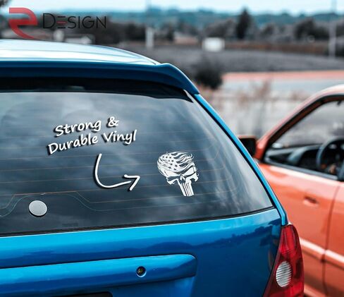 eDesign Trumpisher Skull American Flag - 4 Inches Stickers for Car Truck Van Window Bumper Laptop Tablet Cup Tumbler Water Bottle and Any Smooth Surface 2-Pack in Saudi Arabia