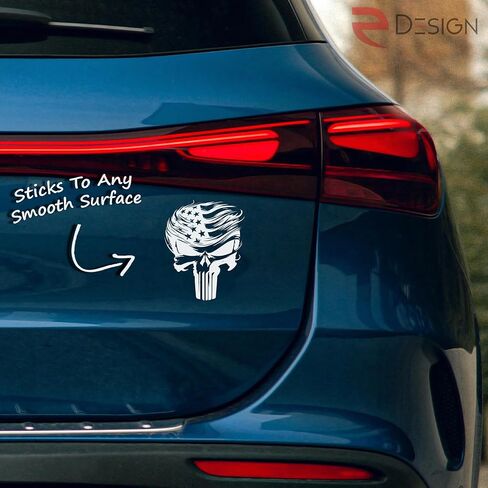 eDesign Trumpisher Skull American Flag - 4 Inches Stickers for Car Truck Van Window Bumper Laptop Tablet Cup Tumbler Water Bottle and Any Smooth Surface 2-Pack in Saudi Arabia