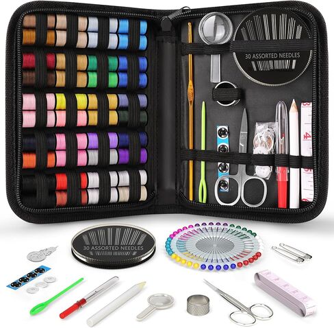 Sewing Kit Gifts for Mom Grandma Women Men Adults Kids Teen Beginner Traveler, Portable Sewing Supplies Accessories Contains Thread, Needles, Scissors, College Dorm Room Essentials (Black, M) in Saudi Arabia