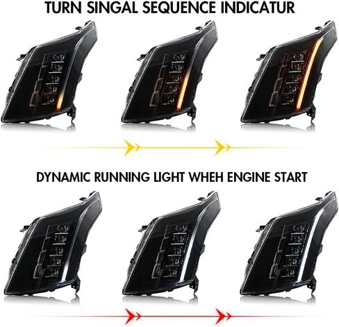 Headlights for Cadillac SRX 2010-2016 10 Lens Headlamp with Start-up Animation Sequential Turn Signal Passenger&Driver Side Front Head Lamps (1 Pair) in Saudi Arabia