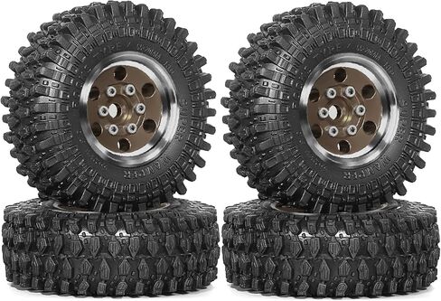 عجلات وإطارات REDSPIDER 1.0 Beadlock (4 قطع) 1.0 إطارات زاحفة 55 * 20 مم ألومنيوم 1.0 عجلة وإطارات زاحفة 1/18 1/24 RC لـ SCX24 TRX4M FMS FCX24 FCX18 AX24 ﻿ (بني (فتحة دائرية)) in Kuwait