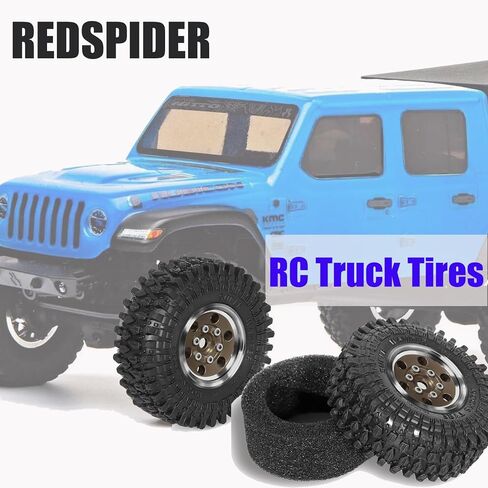 عجلات وإطارات REDSPIDER 1.0 Beadlock (4 قطع) 1.0 إطارات زاحفة 55 * 20 مم ألومنيوم 1.0 عجلة وإطارات زاحفة 1/18 1/24 RC لـ SCX24 TRX4M FMS FCX24 FCX18 AX24 ﻿ (بني (فتحة دائرية)) in Kuwait