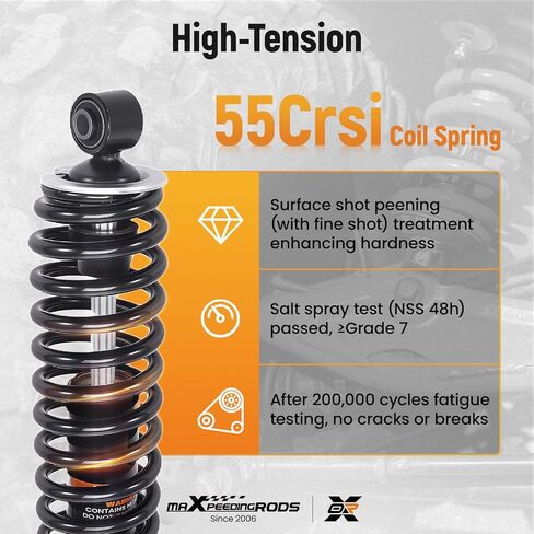 قطعتان من الصدمات الأمامية من maxpeedingrods مناسبة لـ Yamaha Rhino 450 4x4 (YXR450F) BF 2006-2009، لـ Yamaha Rhino 660 4x4 (YXR660F) BF 2004-2007، لـ Yamaha Rhino 700 4x4 BF 2008-2013، ممتص أحادي الأنبوب، أسود in Saudi Arabia