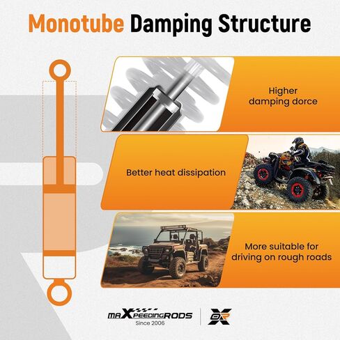 قطعتان من الصدمات الأمامية من maxpeedingrods مناسبة لـ Yamaha Rhino 450 4x4 (YXR450F) BF 2006-2009، لـ Yamaha Rhino 660 4x4 (YXR660F) BF 2004-2007، لـ Yamaha Rhino 700 4x4 BF 2008-2013، ممتص أحادي الأنبوب، أسود in Saudi Arabia