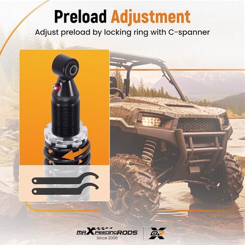 قطعتان من الصدمات الأمامية من maxpeedingrods مناسبة لـ Yamaha Rhino 450 4x4 (YXR450F) BF 2006-2009، لـ Yamaha Rhino 660 4x4 (YXR660F) BF 2004-2007، لـ Yamaha Rhino 700 4x4 BF 2008-2013، ممتص أحادي الأنبوب، أسود in Saudi Arabia