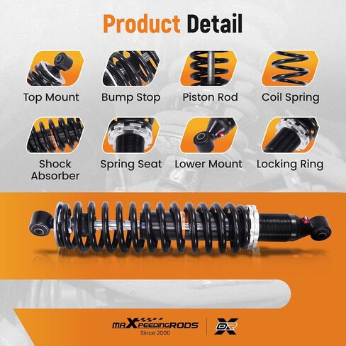 قطعتان من الصدمات الأمامية من maxpeedingrods مناسبة لـ Yamaha Rhino 450 4x4 (YXR450F) BF 2006-2009، لـ Yamaha Rhino 660 4x4 (YXR660F) BF 2004-2007، لـ Yamaha Rhino 700 4x4 BF 2008-2013، ممتص أحادي الأنبوب، أسود in Saudi Arabia