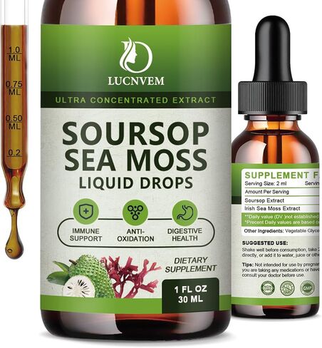 (عبوة من قطعتين) قطرات سائل Soursop Graviola 2000 مجم، مضادات أكسدة طبيعية، دعم الخلايا وتجديدها، تعزيز المناعة، سائل قشطة شائكة، غير معدل وراثيًا، نباتي، نكهة قشطة شائكة طبيعية - 2 أونصة سائلة in Saudi Arabia
