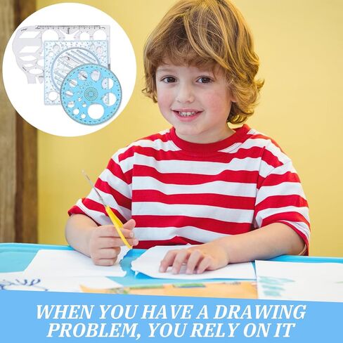3PCS Circle Template Plastic Circle and Oval Measuring Drafting Stencil Ruler, Multi-Size Reusable Circles Templates Formwork Drawing Maker Tool(Clear and Blue) in Saudi Arabia