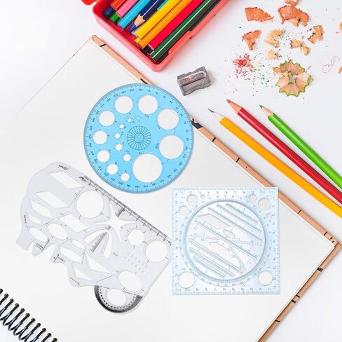 3PCS Circle Template Plastic Circle and Oval Measuring Drafting Stencil Ruler, Multi-Size Reusable Circles Templates Formwork Drawing Maker Tool(Clear and Blue) in Saudi Arabia
