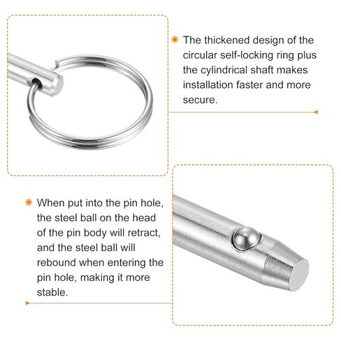 uxcell 1Pcs 10mmx82mm Quick Release Pins, 316 Stainless Steel Marine Hardware for Marine Mountain Seat, Ship Outfitting, Shipbuilding, Silver in Saudi Arabia