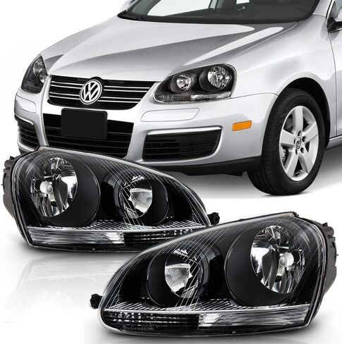 ACANII - For 2006 2007 2008 2009 Volkswagen Jetta GTI MK5 Black Housing Headlights Headlamps Set Driver + Passenger Side in Saudi Arabia