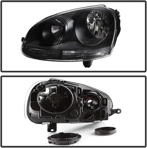 ACANII - For 2006 2007 2008 2009 Volkswagen Jetta GTI MK5 Black Housing Headlights Headlamps Set Driver + Passenger Side in Saudi Arabia