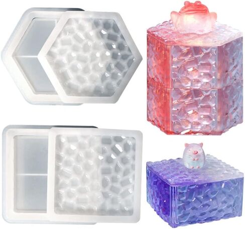 Resin Storage Box Mold Resin Box Mould Diamonds Jewelry Box Silicone Mould in Saudi Arabia