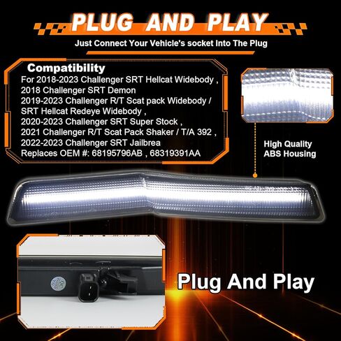 4X LED Fender Side Marker Light Smoked Lens for Dodge Challenger SRT Hellcat Widebody 2018-2023, R/T Scat Pack/Redeye/Super Stock, Front&Rear Dynamic Side Marker Lamp (White Light) in Kuwait