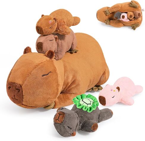 Ditucu 5Pcs Capybara Stuffed Animal Mommy 16.5 inch with 4 Babies 6.6 inch Family Set Cute Plushies Toys Gifts for Kids in Saudi Arabia