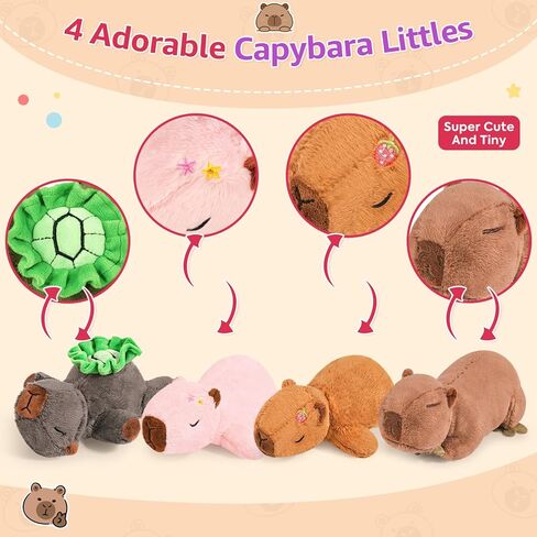Ditucu 5Pcs Capybara Stuffed Animal Mommy 16.5 inch with 4 Babies 6.6 inch Family Set Cute Plushies Toys Gifts for Kids in Saudi Arabia
