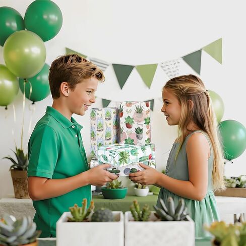 Pineraap 12 Sheets Succulent Wrapping Paper, Watercolor Green Succulents Gift Wrap Paper, Cactus Plant Wrapping Paper for Plant Lovers, Birthday, Wedding, Baby Shower, DIY Crafts, 27.6 x 19.7 In in Saudi Arabia