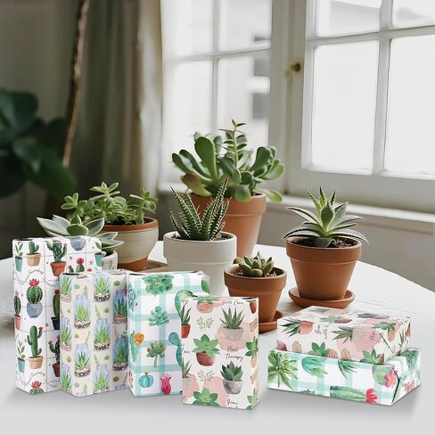 Pineraap 12 Sheets Succulent Wrapping Paper, Watercolor Green Succulents Gift Wrap Paper, Cactus Plant Wrapping Paper for Plant Lovers, Birthday, Wedding, Baby Shower, DIY Crafts, 27.6 x 19.7 In in Saudi Arabia