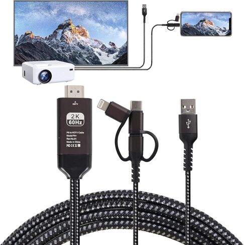 الإضاءة إلى كابل HDMI محول HDMI للهاتف التلفزيون إلى محول التلفزيون 2k 60 هرتز 1080P محول AV الرقمي 3 في 1 موصل شاشة المزامنة كابل HDMI متوافق مع الإضاءة USB C Micro USB إلى شاشة عرض HDTV in Kuwait