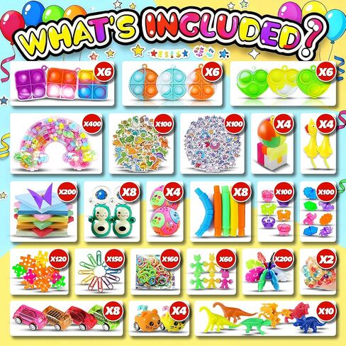 1000 قطعة من هدايا الحفلات للأطفال، مجموعة ألعاب فيدجيت، حشوات البيناتا، ألعاب عيد الميلاد، صندوق الجوائز، صندوق الكنز، حشوات حقائب الهدايا، جوائز الكرنفال in Kuwait